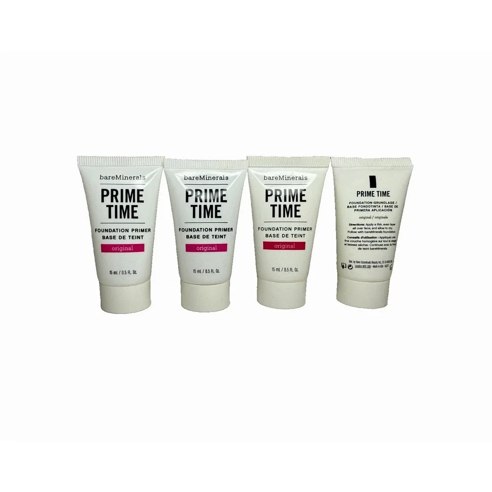 4 PACK bareMinerals Prime Time Original‎ Foundation Primer 15 ml / .5 oz